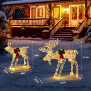 VINGLI 1/2/3 Piece Lighted Christmas Reindeer Family Set Outdoor Yard Decoration White/Gold/Brown