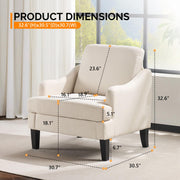 VINGLI Linen Fabric Accent Chair Modern Upholstered Armchair