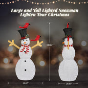 VINGLI Christmas Snowman Outdoor Decorations Pre-lit LED Lights Snowman with Broom/Birds
