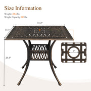 VINGLI Cast Aluminum Patio Bistro Dining Table with Umbrella Hole