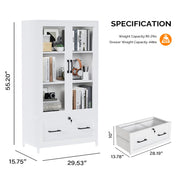VINGLI Wood Lateral File Cabinet with Adjustable Shelves Filing Cabinet with Lock White/Black