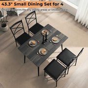 VINGLI 43.3" Dining Table Set 5 Pieces Small Kitchen Table Set