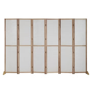 Vingli 71 inch Detachable Folding 6 Panels Bamboo Room Divider Privacy Screen Freestanding Privacy Screen with Extra Wood Stand Base Feet White/Beige