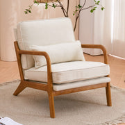 VINGLI Modern Accent Chair with Rubber Wood Frame and Lumbar Pillow