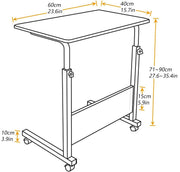 Vingli Rolling Desk Mobile Standing Desk Mobile Side Table 23.6/31.4 Inches w/Wheels Adjustable Movable Portable Laptop Computer Stand for Bed Sofa