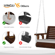 VINGLI 5FT Wooden Patio Porch Swing with Cushions 880lbs