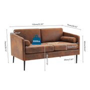 VINGLI LS107 52" Mid-Century Modern Loveseat Sofa with Bolster Pillows Upholstered 2-Seat Couch