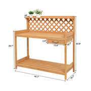 VINGLI Wooden Potting Benches Outdoor Garden Potting Table Work Bench with Cabinet