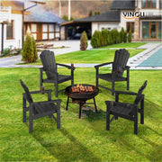 VINGLI Folding Adirondack Chair with Cup Holder Plastic All-Weather Outdoor Chairs