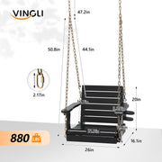 VINGLI 4FT Wooden Porch Swing 1600lbs Outdoor Patio Swing White