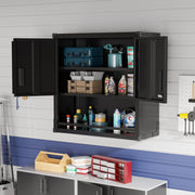 VINGLI 30 Inch Wall Metal Storage Cabinet with Locking Doors Adjustable Tool Cabinet for Garage Basement Black