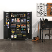 VINGLI Upgraded 72in Black Metal Storage Cabinet with Adjustable Shelves
