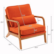 VINGLI AC105 Modern Accent Chair with Rubber Wood Frame and Lumbar Pillow
