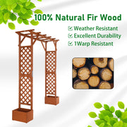 VINGLI Wooden Garden Arbor with Planter Wedding Arch for Ceremony Wood Garden Arbour Trellis for Plant Climbing