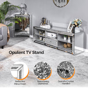 VINGLI 57" Mirrored  TV Stand with LED Lights