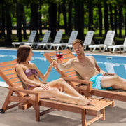 VINGLI Wooden Patio Lounger Chair with Wheels