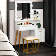 VINGLI Vanity Set with Lighted Mirror Makeup Vanity Table Set Modern Dressing Table