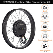 PEXMOR 26inch Electric Bike Conversion Kit Fat Front Wheel  Ebike Hub Motor Kit Upgrade 3 Mode Controller Wheel Kit