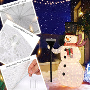VINGLI Christmas Snowman Outdoor Decorations Pre-lit LED Lights Snowman with Broom/Birds