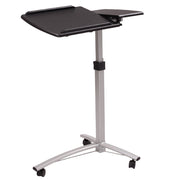 Vingli Home Office Mobile Lifting Computer Desk Height Adjustable Writing Table Workstation Black/Brown