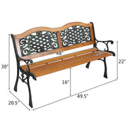 VINGLI 49.5 Inch Outdoor Garden Bench Deck Hardwood Cast Iron Love Seat