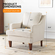 VINGLI Mid-Century Modern Accent Chair Upholstered Armchair Comfy Sofa Chair Reading Chair