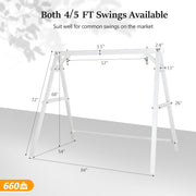 VINGLI Wooden Swing Frame Upgraded A-Frame Porch Swing Bench Stand Heavy Duty 660 LBS