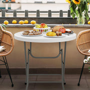 VINGLI 32" Portable Folding Table Plastic Card Table Round