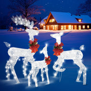 VINGLI 1/2/3 Piece Lighted Christmas Reindeer Family Set Outdoor Yard Decoration White/Gold/Brown