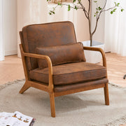 VINGLI Modern Accent Chair with Rubber Wood Frame and Lumbar Pillow