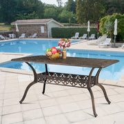 VINGLI Cast Aluminum Patio Bistro Dining Table with Umbrella Hole