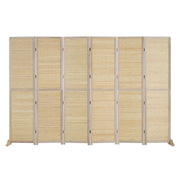 Vingli 71 inch Detachable Folding 6 Panels Bamboo Room Divider Privacy Screen Freestanding Privacy Screen with Extra Wood Stand Base Feet White/Beige