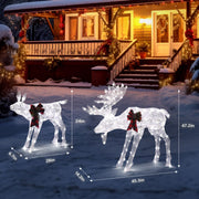 VINGLI 1/2/3 Piece Lighted Christmas Reindeer Family Set Outdoor Yard Decoration White/Gold/Brown