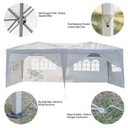 VINGLI 10 X 20 FT Pop Up Canopy Tent with 6 Removable Sidewalls & Carry Bag White/Black/Blue