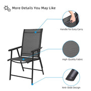 VINGLI Upgraded Portable Patio Folding Chair Black/ Grey/ Blue