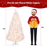 VINGLI 6ft Pre-lit Artificial Christmas Pine Tree with 250 Warm White Lights for Xmas Tree Holiday Party Decorations Green/White/Black/Pink