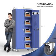 VINGLI 72 Inch Tall Metal Storage Cabinet with Locking Doors and 4 Adjustable Shelves Tool Cabinet with Pegboard
