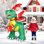 VINGLI 6ft Tall Christmas Santa Dinosauvr Inflatable for Indoor Outdoor Garden Decor