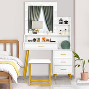 VINGLI Vanity Set with Lighted Mirror Makeup Vanity Table Set Modern Dressing Table