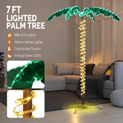 VINGLI 4/5/7 FT Lighted Artificial Palm Tree Lifelike Leaves and Rope Light for The Beach, Pool, Yard, Christmas Holiday Decor