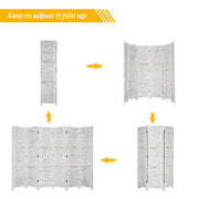 VINGLI 6FT Wood Room Divider 4/6 Panel Privacy Screen Folding Partition Wall Divider Grey/Natural