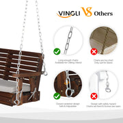VINGLI 5FT Wooden Patio Porch Swing with Cushions 880lbs