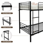 VINGLI Metal Bunk Bed Twin Over Twin Sturdy Frame with Safety Guard Rail & Removable Ladder