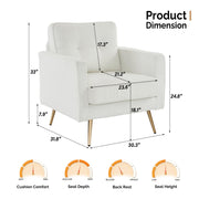 VINGLI Sherpa Accent Chair Modern Accent Chair Small Sofa Chair with Metal Legs