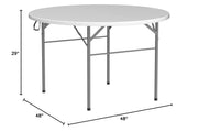 VINGLI 48" Round Folding Table 4FT Portable Plastic Card Table