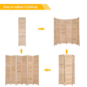 VINGLI 6FT Wood Room Divider 4/6 Panel Privacy Screen Folding Partition Wall Divider Grey/Natural
