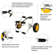 VINGLI Kayak Cart Canoe Dolly Fishing Kayak with NO-Flat Airless Tires Wheels and 2 Ratchet Straps