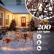 VINGLI 1/2/3 Piece Lighted Christmas Reindeer Family Set Outdoor Yard Decoration White/Gold/Brown