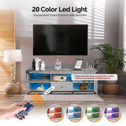 VINGLI 57" Mirrored  TV Stand with LED Lights
