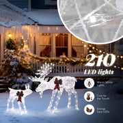 VINGLI 1/2/3 Piece Lighted Christmas Reindeer Family Set Outdoor Yard Decoration White/Gold/Brown